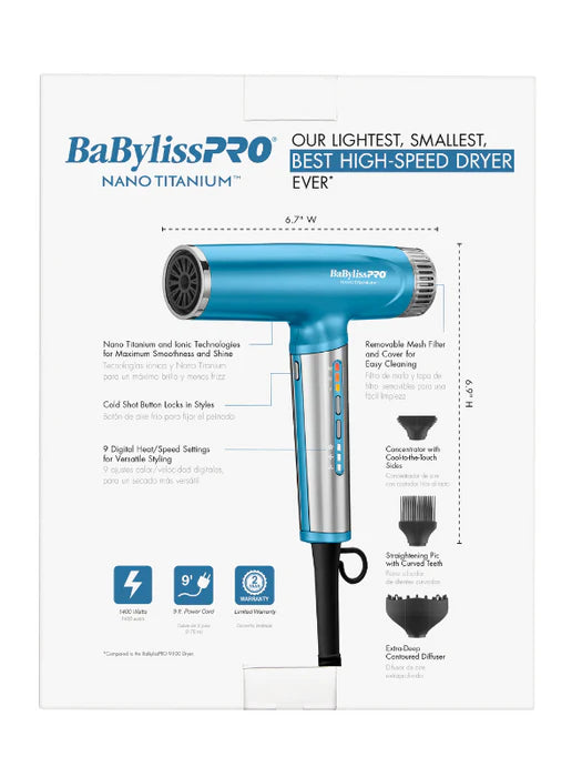 BabylissPro High Speed Nano Light Blue Hair Dryer