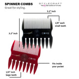 Stylecraft 2 in 1 Spinner Fine/Coarse Tooth Texturizing and Grooming Hair Comb in Gray